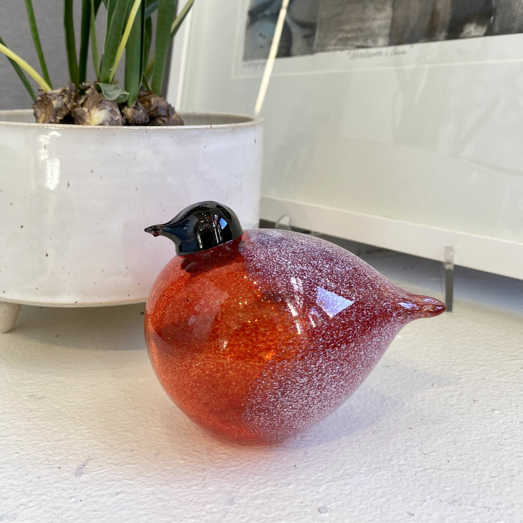 Handgjord Glasskulptur, Domherre, Röd - Heta Hyttan
